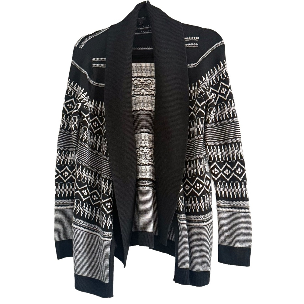 🌻 Talbots Black and White Geometric Cardigan Small